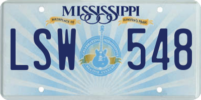 MS license plate LSW548