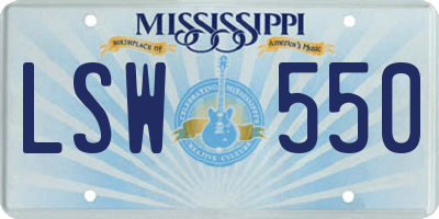 MS license plate LSW550