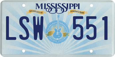 MS license plate LSW551