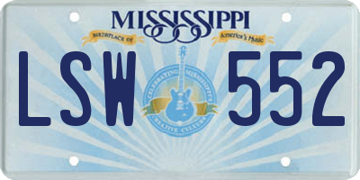 MS license plate LSW552