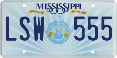 MS license plate LSW555