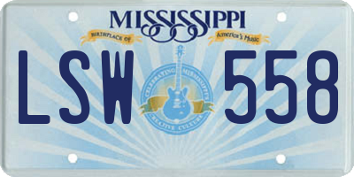 MS license plate LSW558