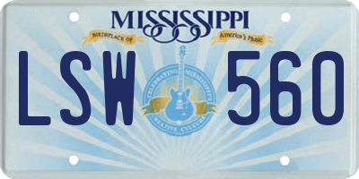 MS license plate LSW560