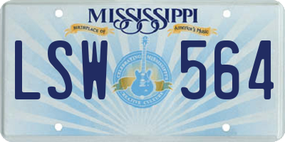 MS license plate LSW564