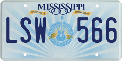 MS license plate LSW566
