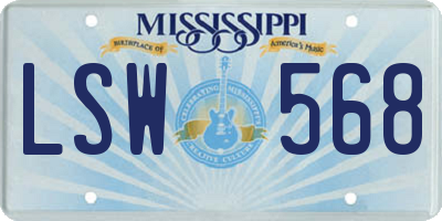 MS license plate LSW568
