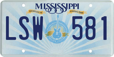 MS license plate LSW581