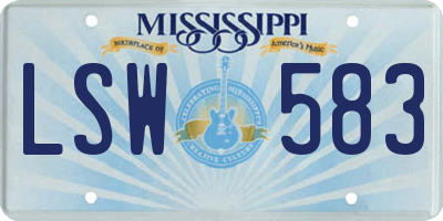 MS license plate LSW583