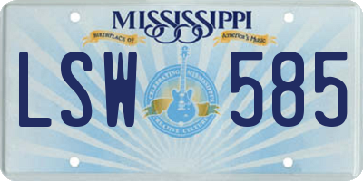 MS license plate LSW585