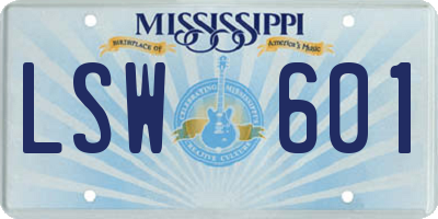 MS license plate LSW601