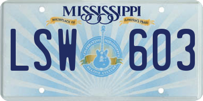 MS license plate LSW603
