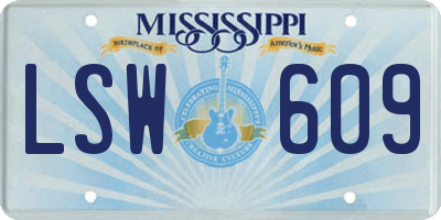 MS license plate LSW609