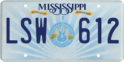 MS license plate LSW612