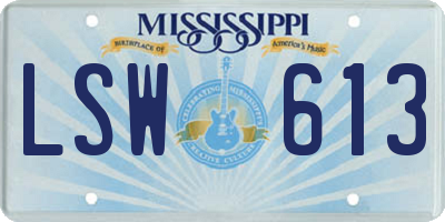 MS license plate LSW613