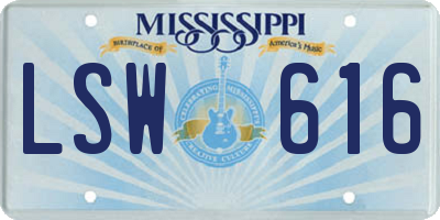 MS license plate LSW616