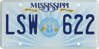 MS license plate LSW622