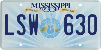 MS license plate LSW630