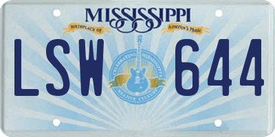 MS license plate LSW644