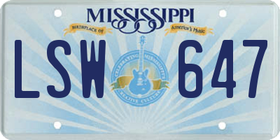 MS license plate LSW647