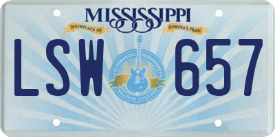 MS license plate LSW657