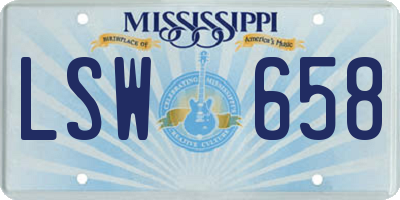 MS license plate LSW658
