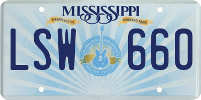 MS license plate LSW660
