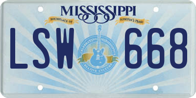 MS license plate LSW668