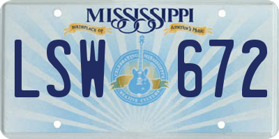 MS license plate LSW672