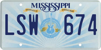 MS license plate LSW674