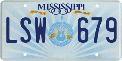MS license plate LSW679