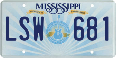 MS license plate LSW681