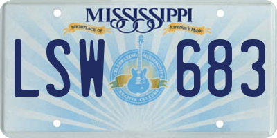 MS license plate LSW683