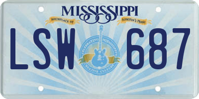 MS license plate LSW687