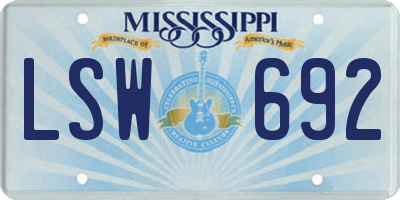 MS license plate LSW692