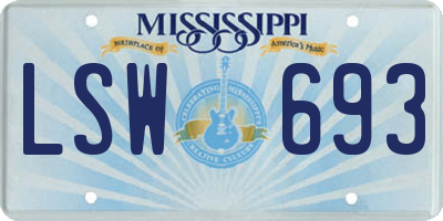 MS license plate LSW693