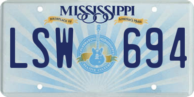 MS license plate LSW694