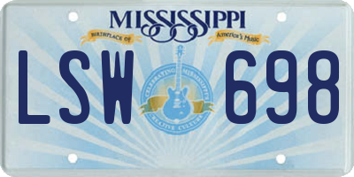 MS license plate LSW698
