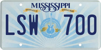 MS license plate LSW700