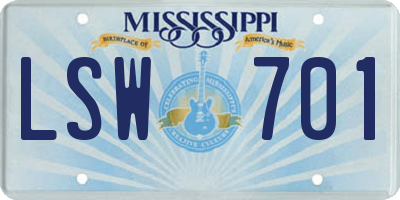 MS license plate LSW701