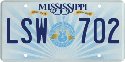 MS license plate LSW702