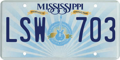 MS license plate LSW703