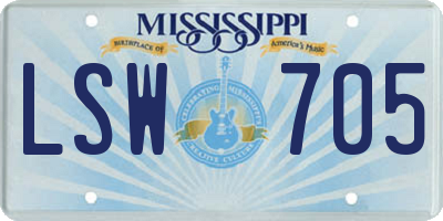 MS license plate LSW705