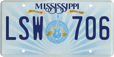 MS license plate LSW706