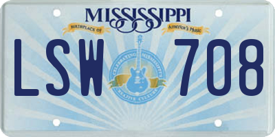 MS license plate LSW708