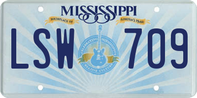 MS license plate LSW709