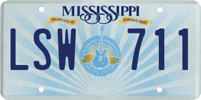 MS license plate LSW711