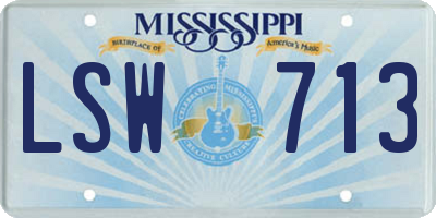 MS license plate LSW713