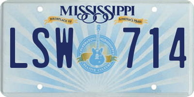 MS license plate LSW714