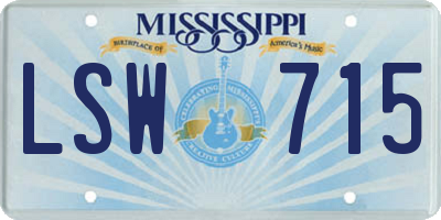 MS license plate LSW715