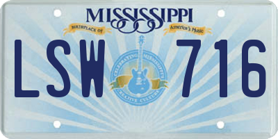 MS license plate LSW716